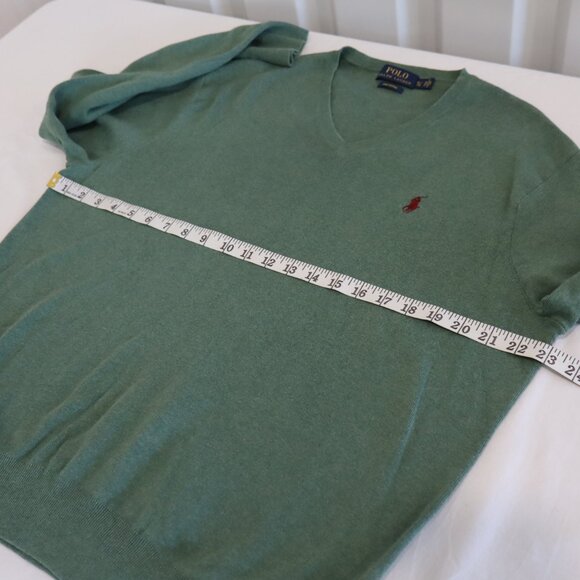 Polo Ralph Lauren Men's V-Neck 100% Pima Cotton Green Red Pony Size XL - Picture 6 of 8